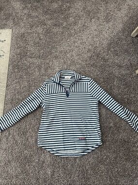 Vineyard Vines Navy and White Striped Half-Zip Pullover